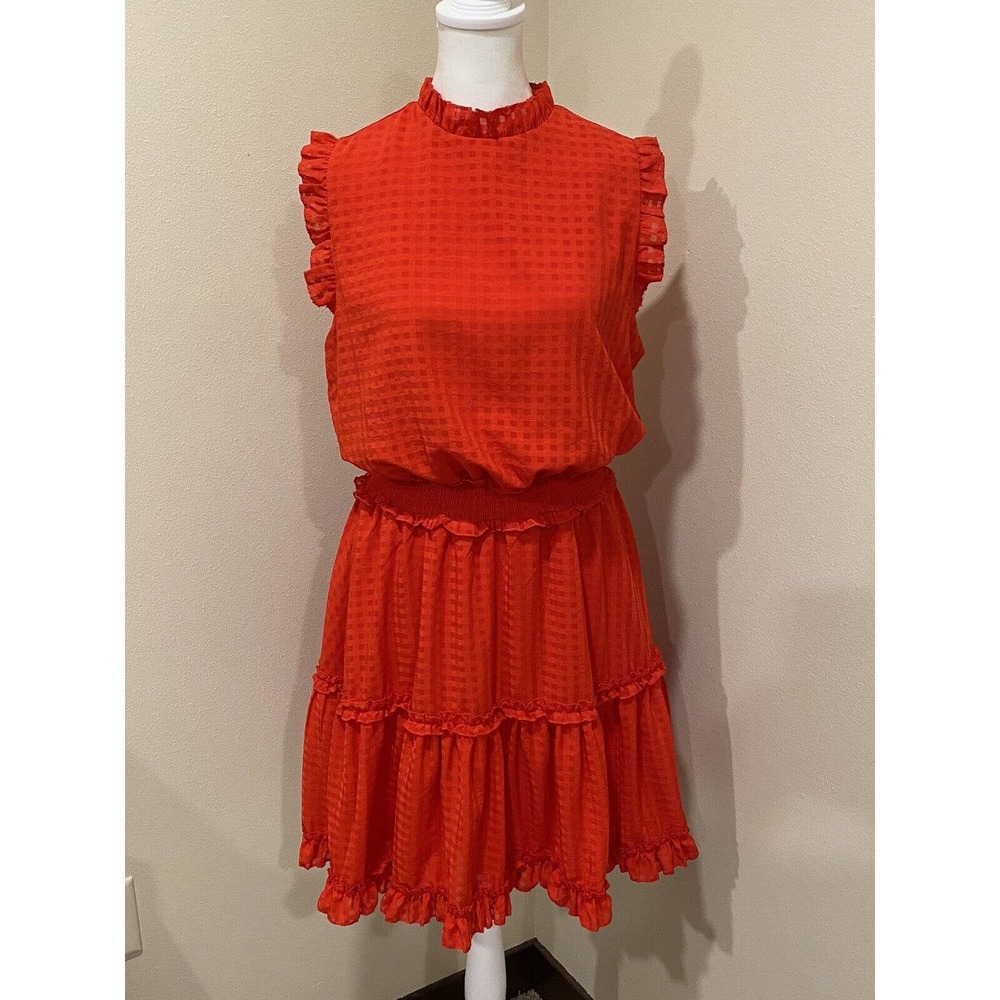 She sky dress size M fit flare tiered skirt red